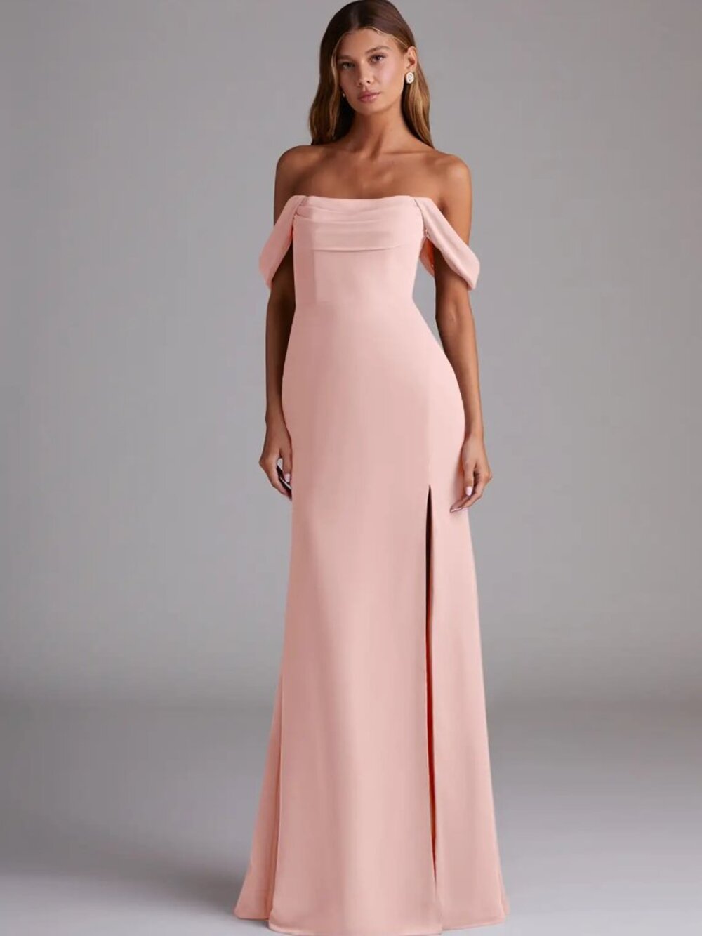 NWT Azazie Saige Off Shoulder Bridesmaid Dress A10 Powder Pink + Garment Bag